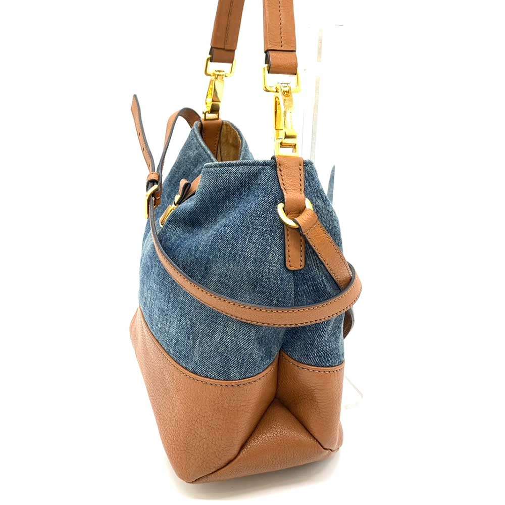 Miu Miu Denim Canvas Leather 2way Shoulder Bag 5BE951