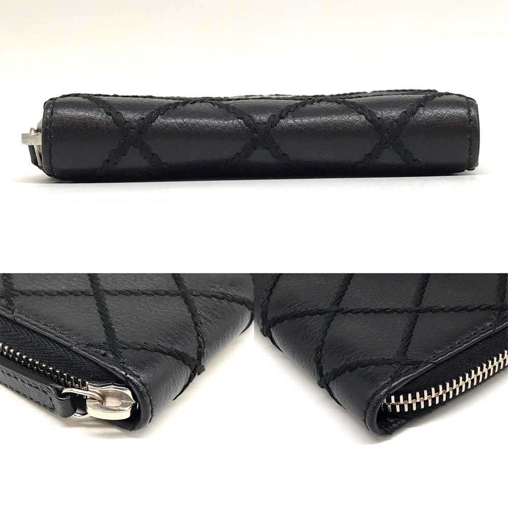 Chanel Leather Coin Purse Wild Stitch Black in Great Condition