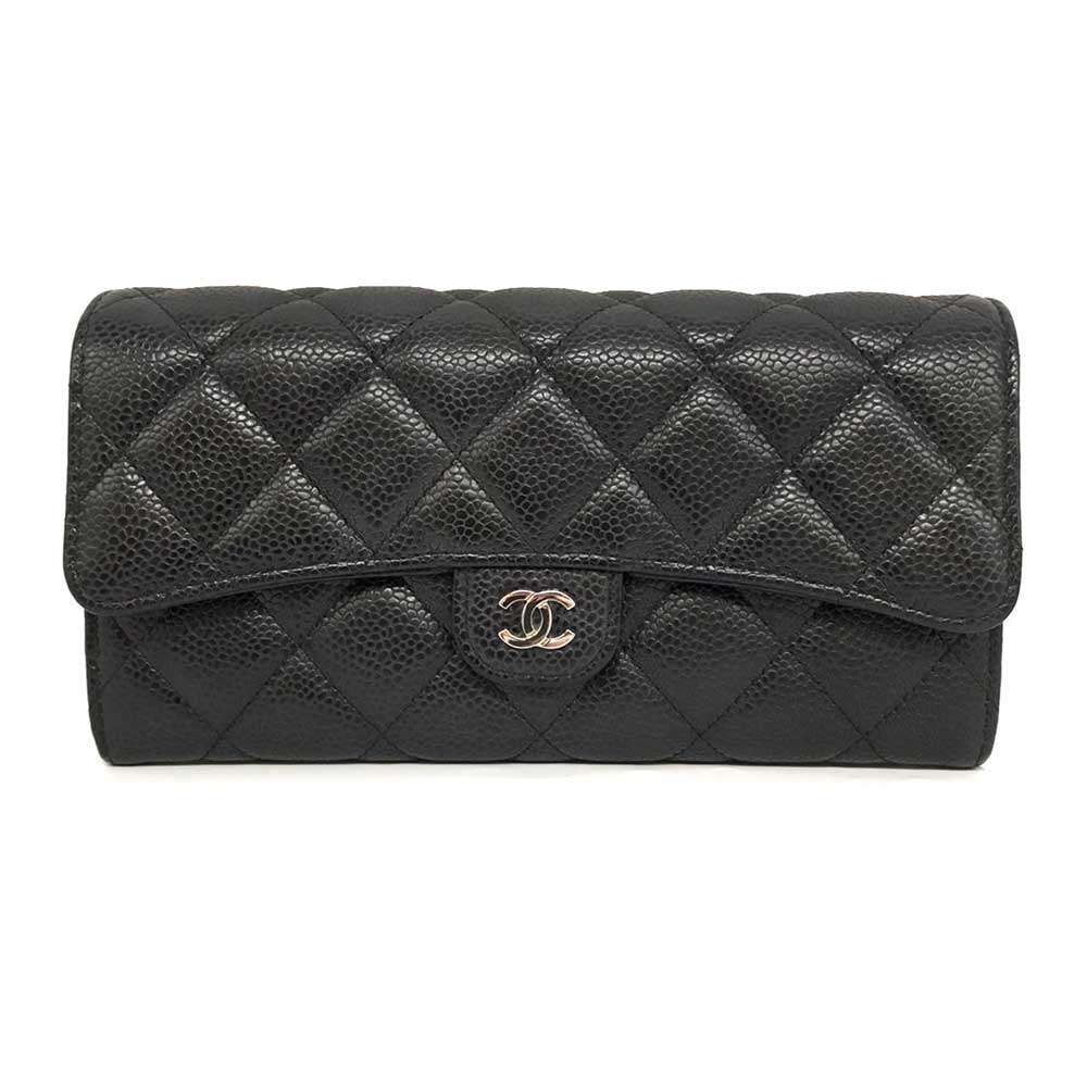 Chanel Caviar Skin Matelasse Long Wallet Black