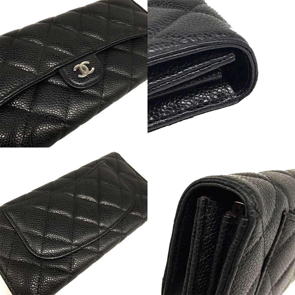 Chanel Caviar Skin Matelasse Long Wallet Black