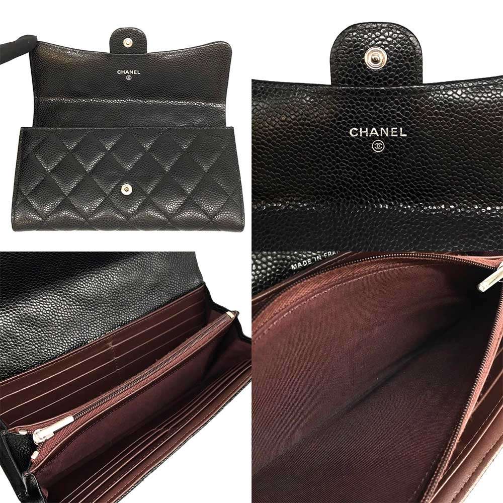 Chanel Caviar Skin Matelasse Long Wallet Black