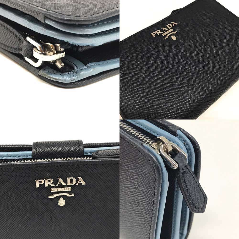 Prada Saffiano Leather Bifold Wallet 1ML225 in Very Good Condition