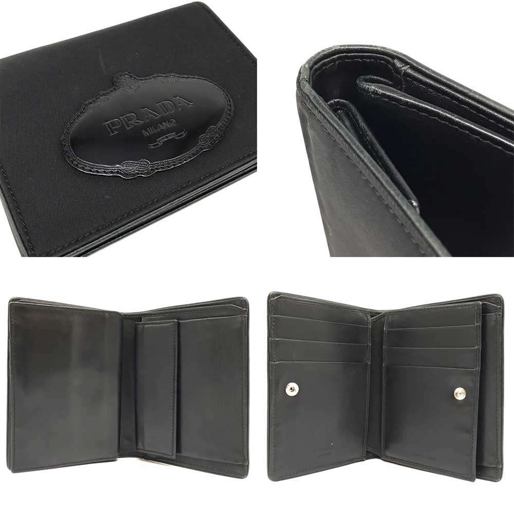 Prada Tessuto Nylon Bifold Wallet Black Mini Wallet 1M0668 in Very Good Condition