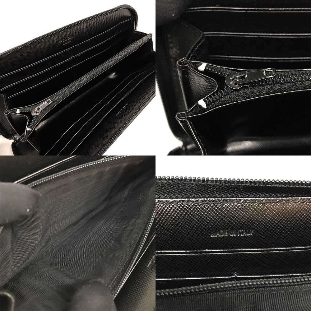 Prada Nylon Long Wallet Black Triangle Logo Zip Around in Very Good Condition