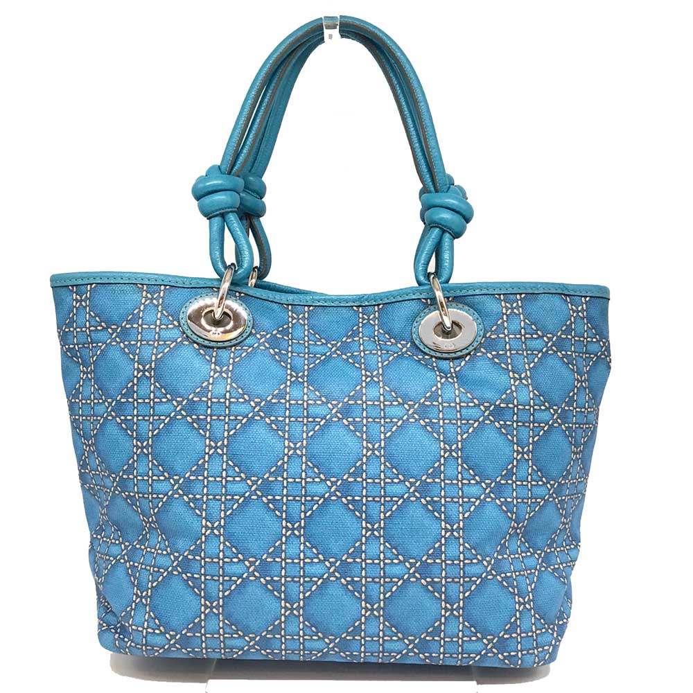 Dior Lady Dior Panarea Tote Bag Blue PVC Leather