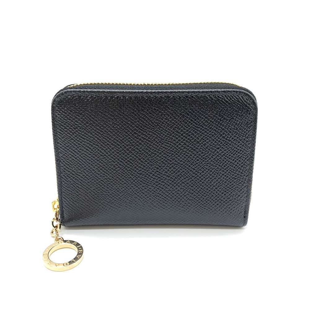 Bvlgari Leather Coin Case Black Gold