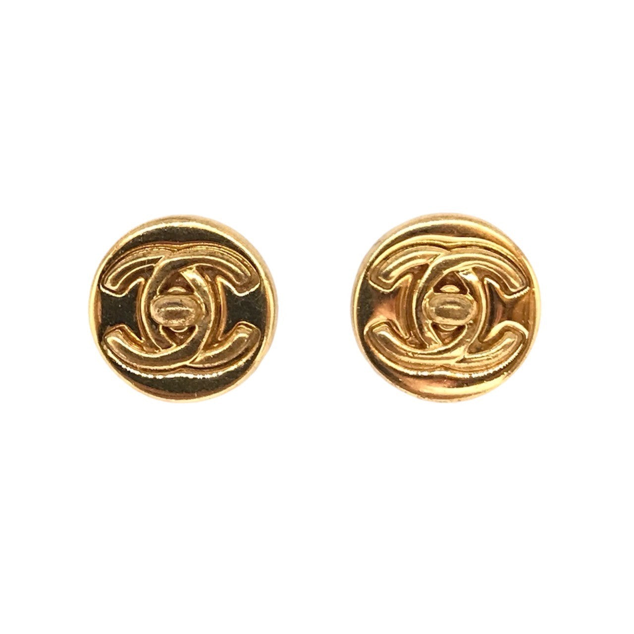 Chanel Vintage Coco Mark Metal Earrings