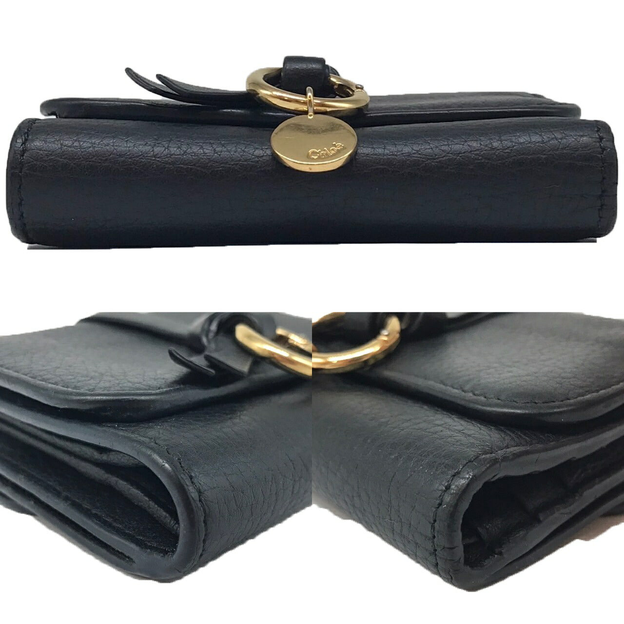 Chloe Small Trifold Wallet Black Leather