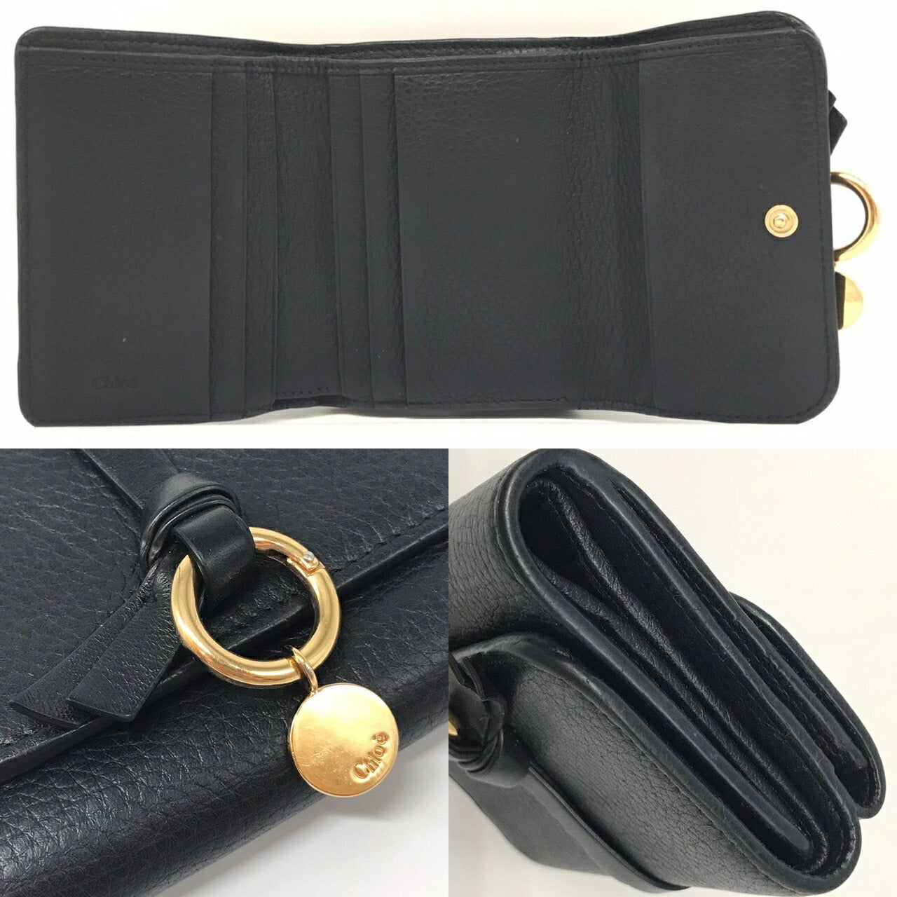 Chloe Small Trifold Wallet Black Leather