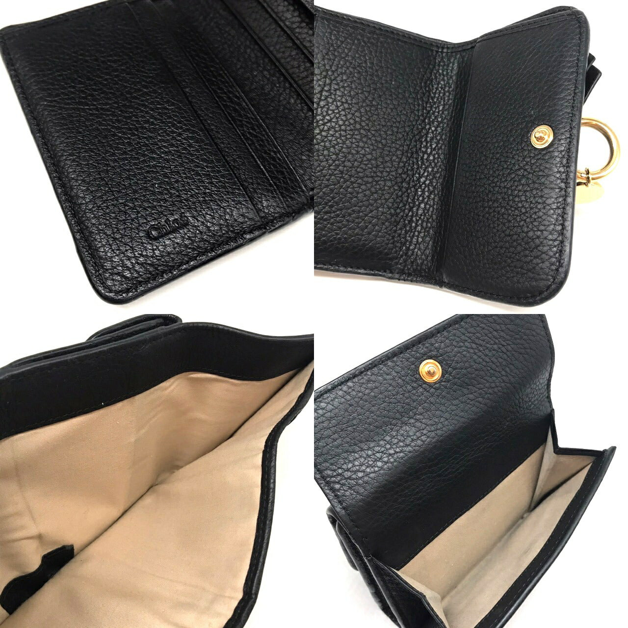 Chloe Small Trifold Wallet Black Leather