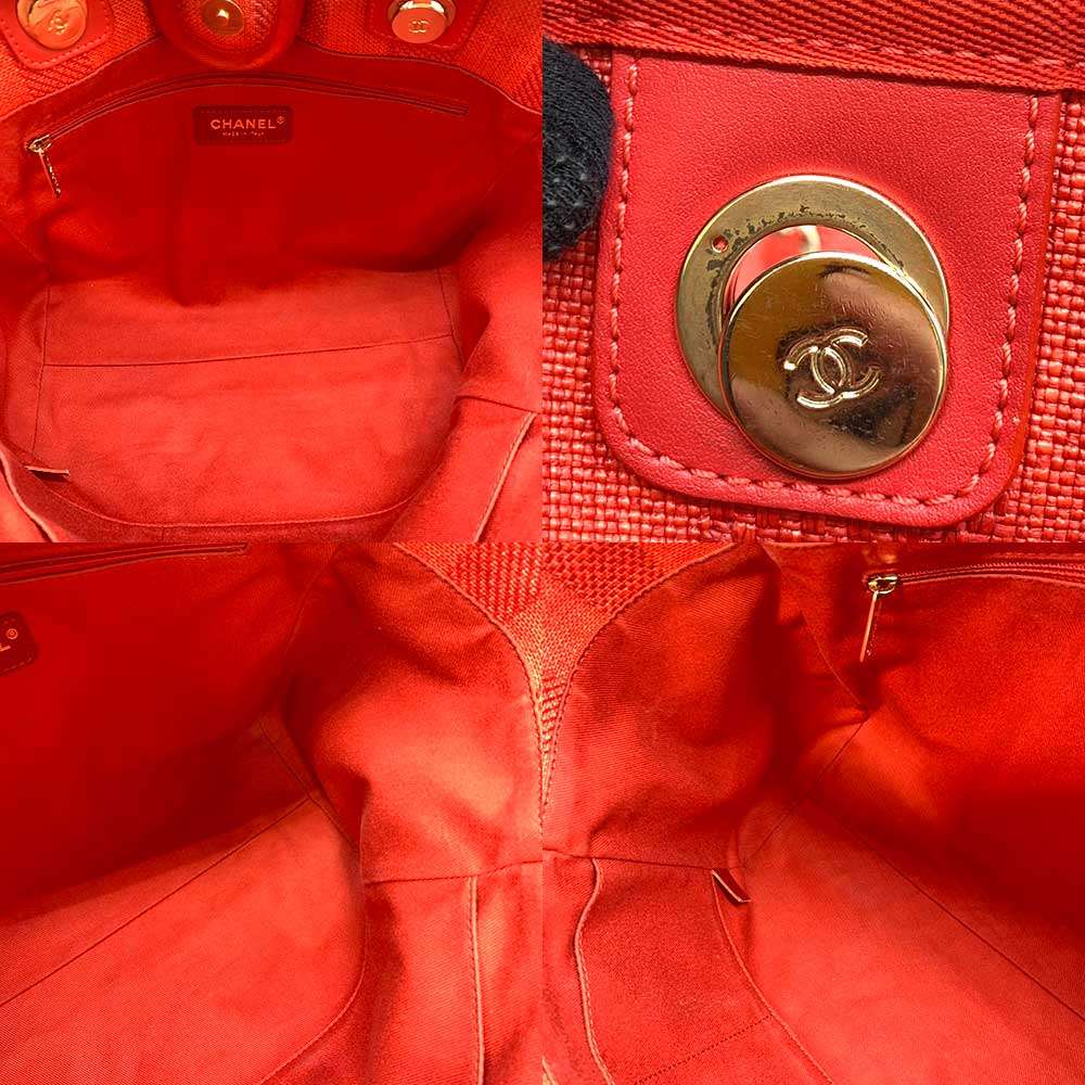 Chanel Deauville Medium Tote Bag Red