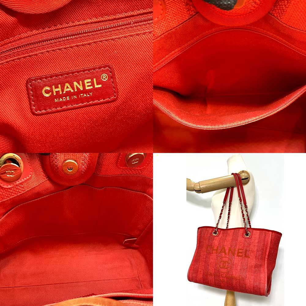 Chanel Deauville Medium Tote Bag Red