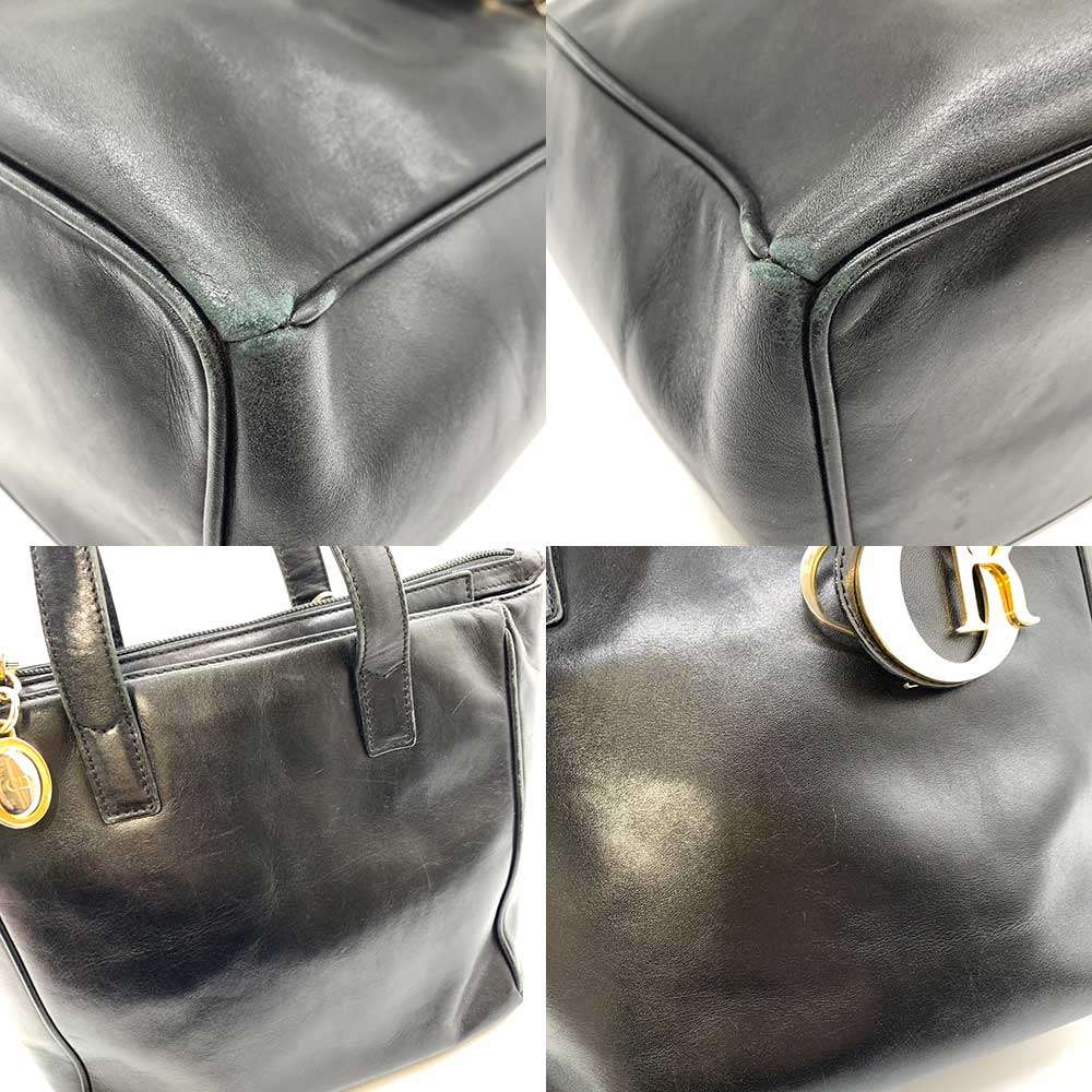 Dior Leather Handbag with Logo Charm