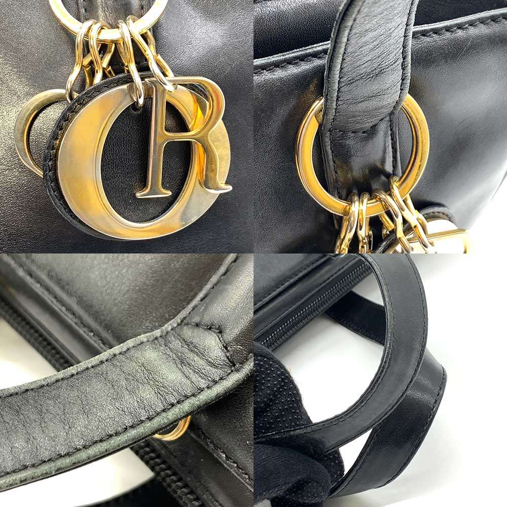 Dior Leather Handbag with Logo Charm