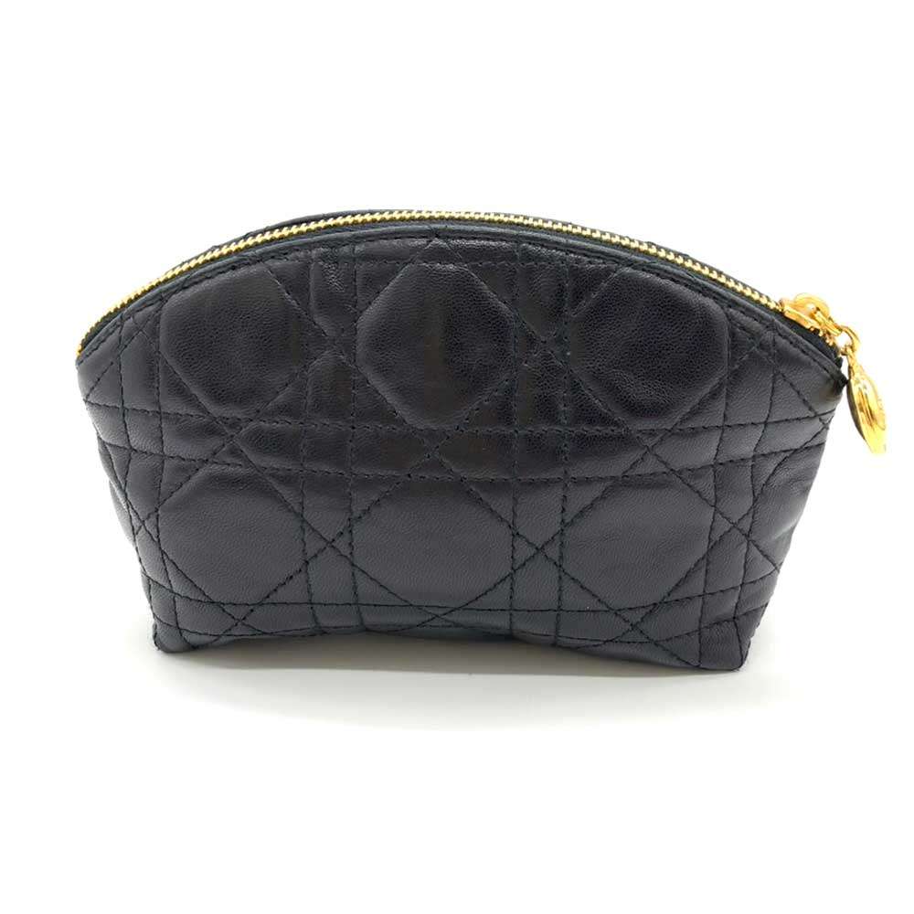 Christian Dior Leather Makeup Pouch Black