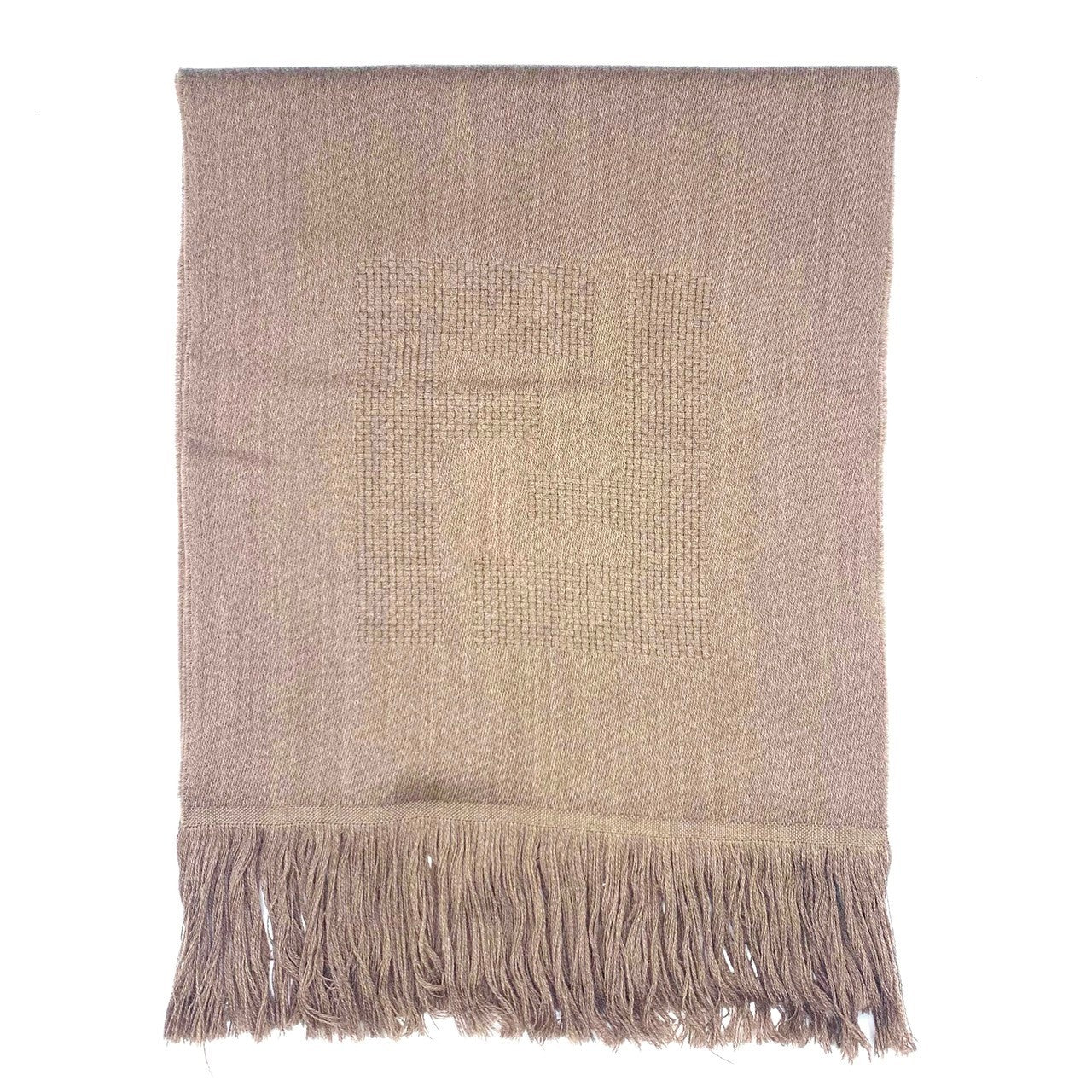 Fendi Wool Scarf Brown Fringe