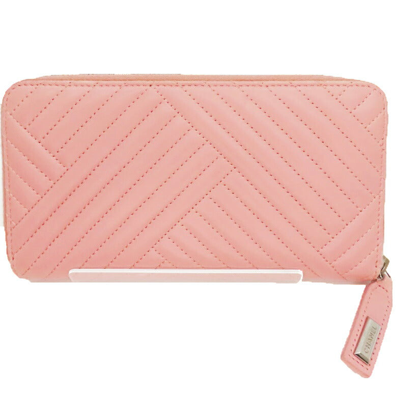 Chanel Chevron V-Stitch Zip Wallet