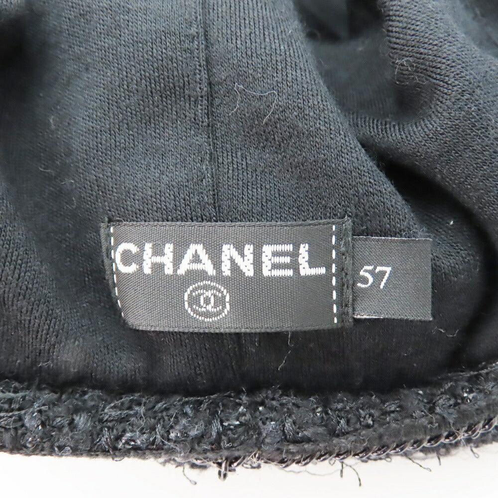 Chanel Tweed Beret Hat Coco Mark Charm