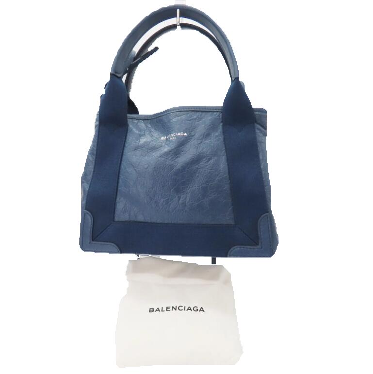 Balenciaga Navy Cabas XS Leather Tote