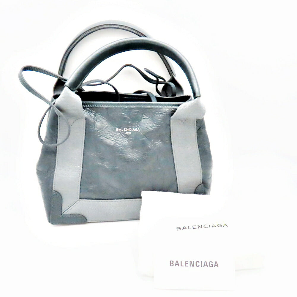 Balenciaga Navy Cabas XS Leather Tote