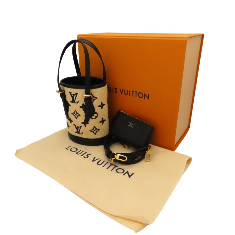 Louis Vuitton Nano Bucket Bag Beige Black