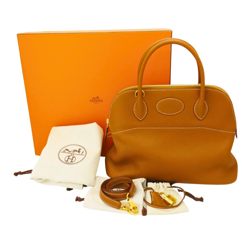 Hermes Bolide 31 Handbag Brown Gold