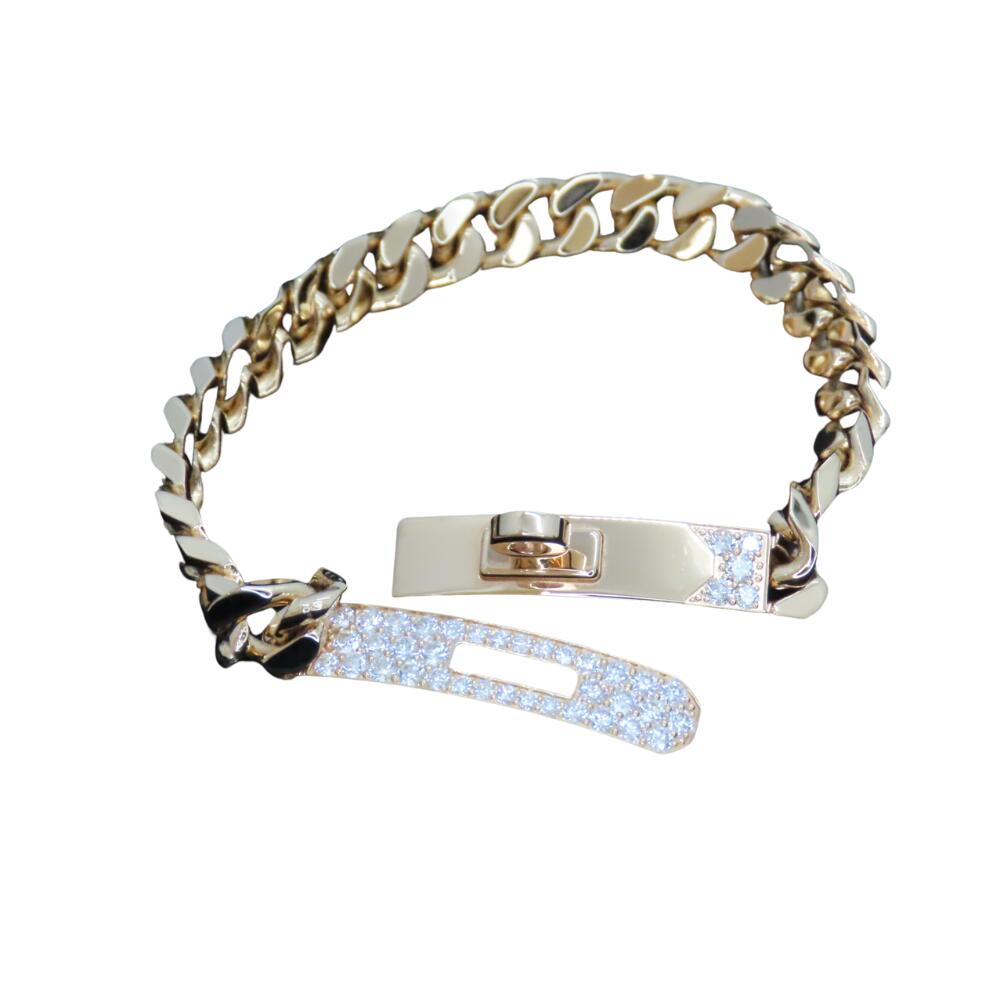 Hermes Kelly Gourmette Diamond Bracelet K18PG