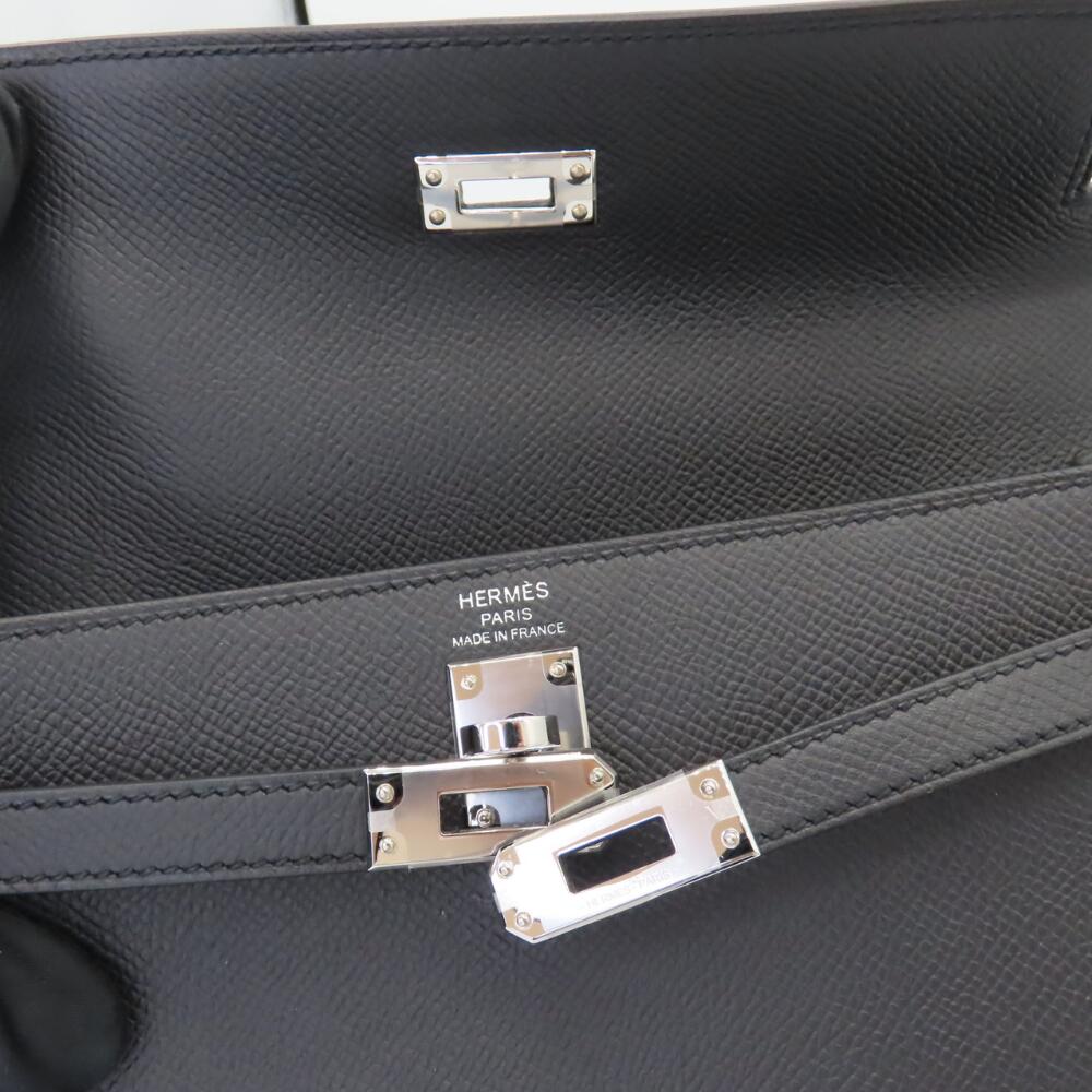 Hermes Kelly 25 Black Silver Hardware