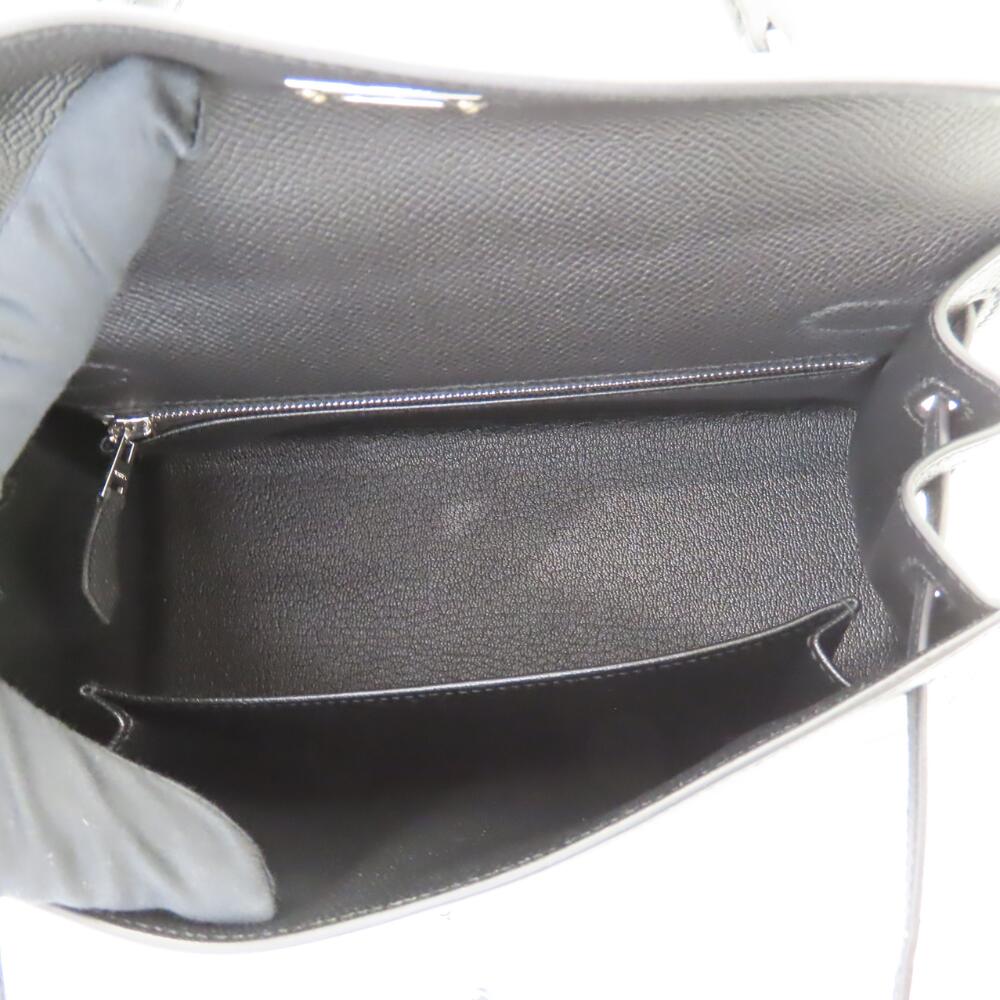 Hermes Kelly 25 Black Silver Hardware