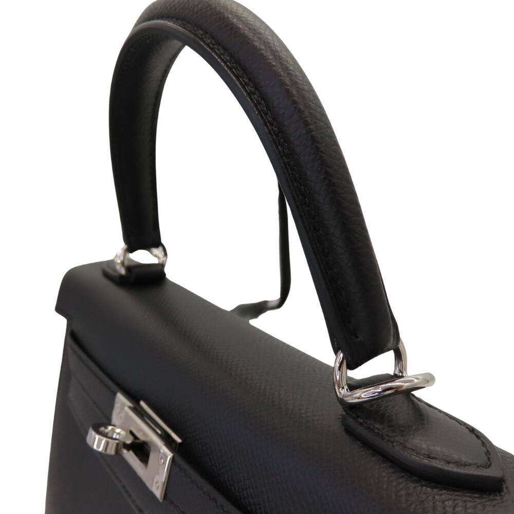 Hermes Kelly 25 Black Silver Hardware