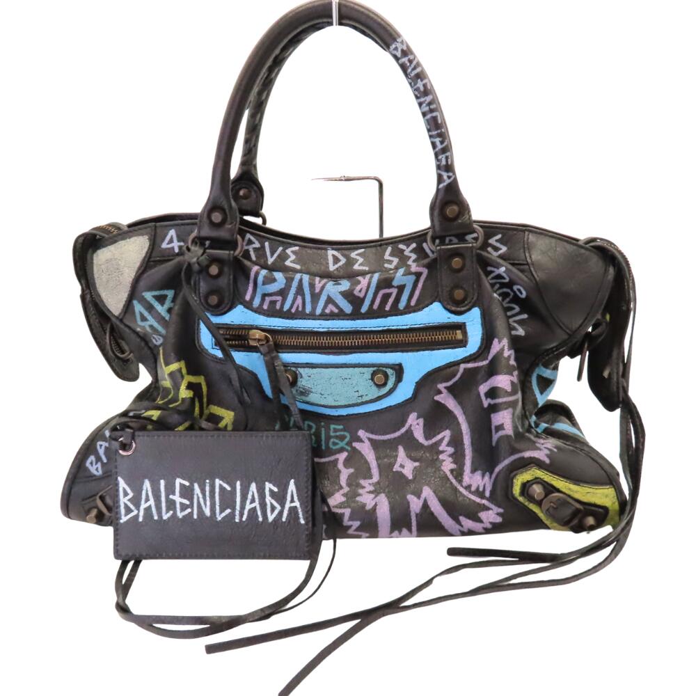 Balenciaga Leather Graffiti Handbag