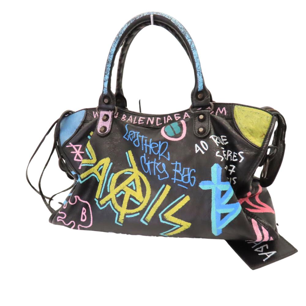 Balenciaga Leather Graffiti Handbag