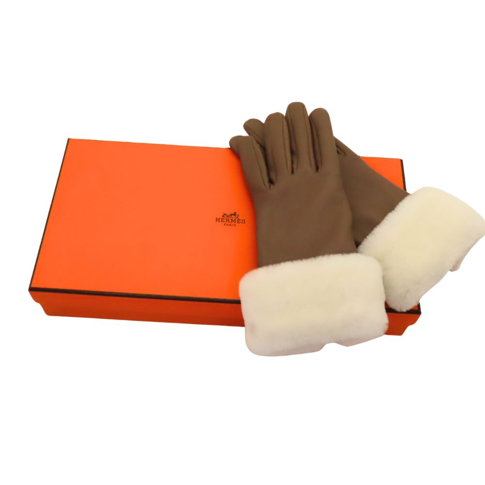 Hermes Gloves Anoglace Mouton Lis Silk Size 7