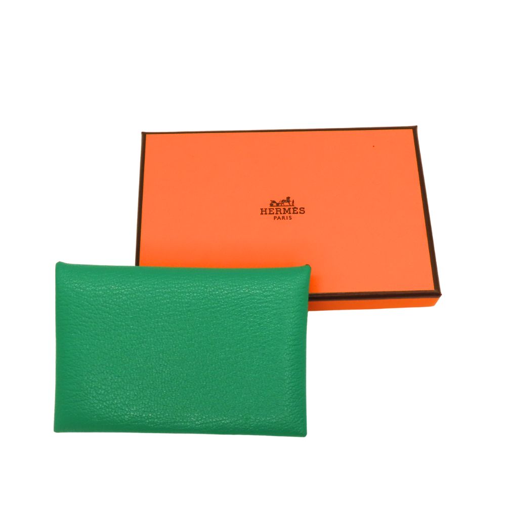 HERMES Chevre Mysore Calvi Card Case Mint