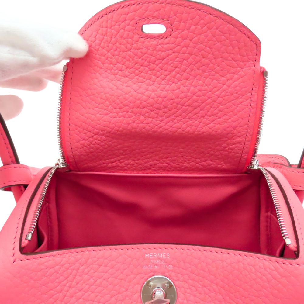 Hermes Lindy Mini Handbag Rose Azalee