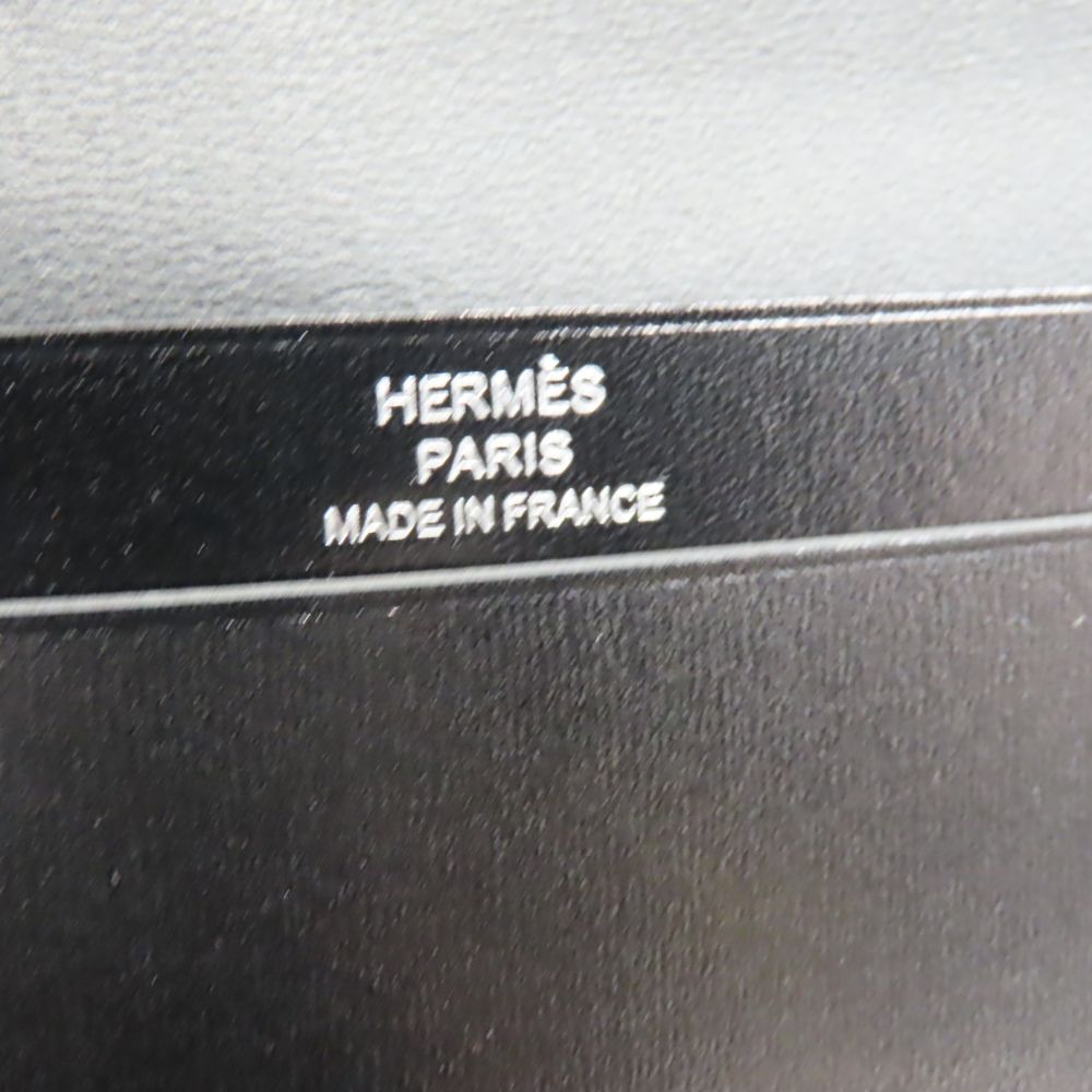 Hermes Box Calf Bearn Card Case Black