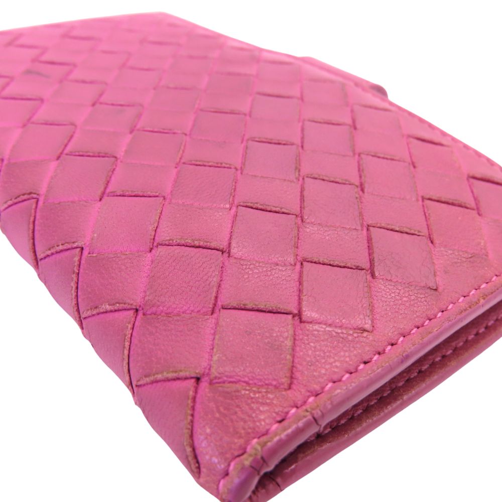 Bottega Veneta Leather Key Case Pink