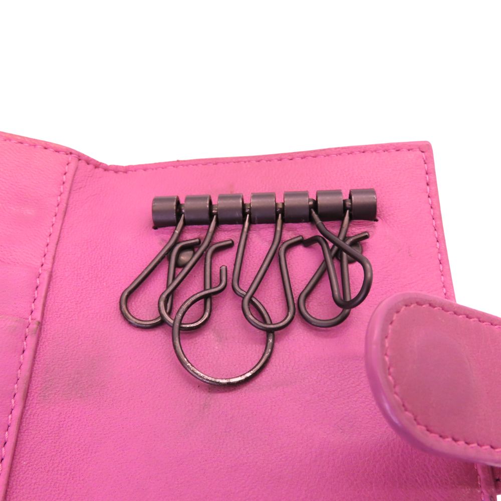 Bottega Veneta Leather Key Case Pink