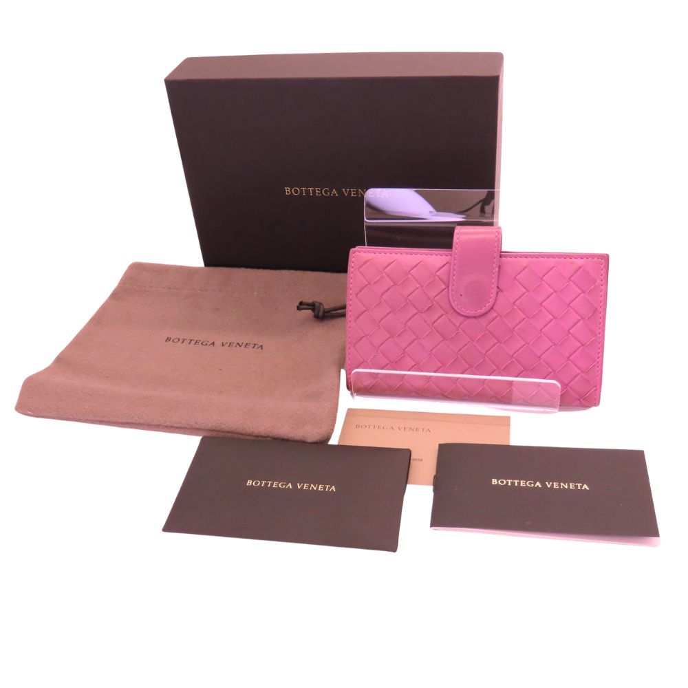 Bottega Veneta Leather Key Case Pink