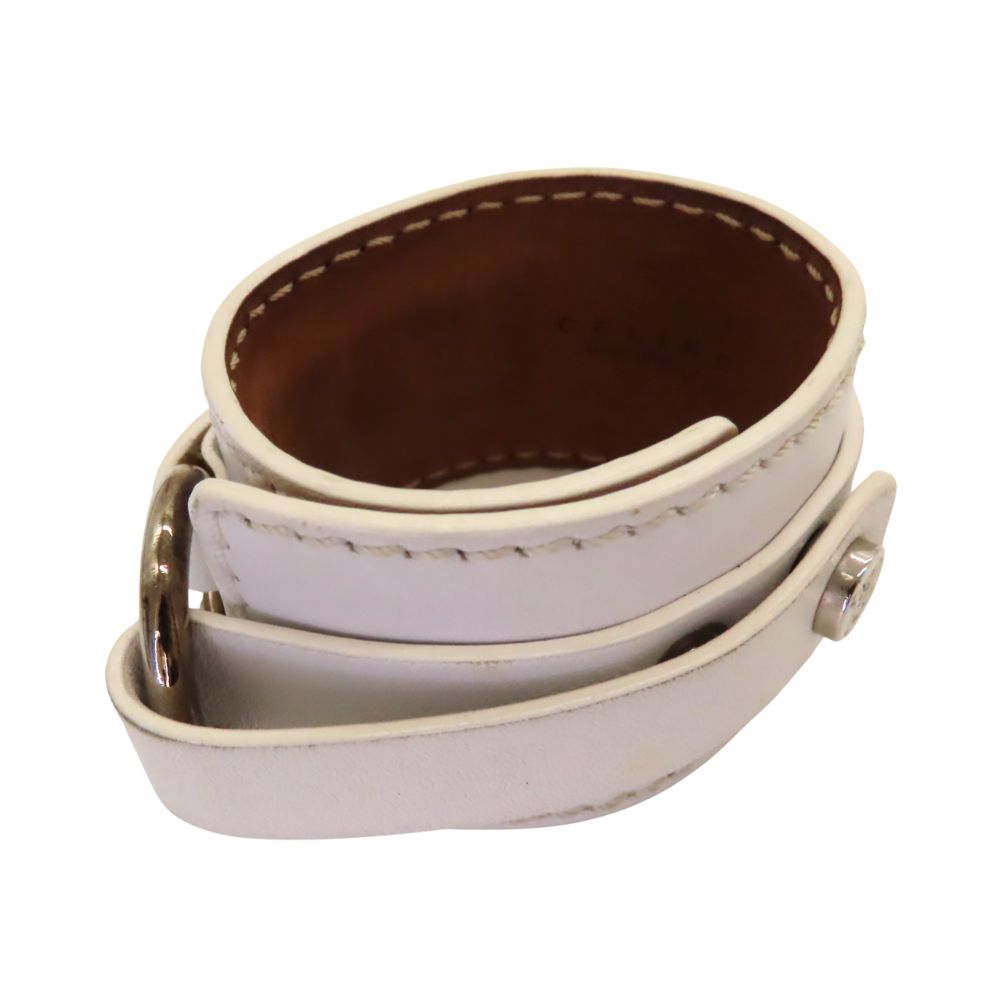 Celine Leather Bangle White