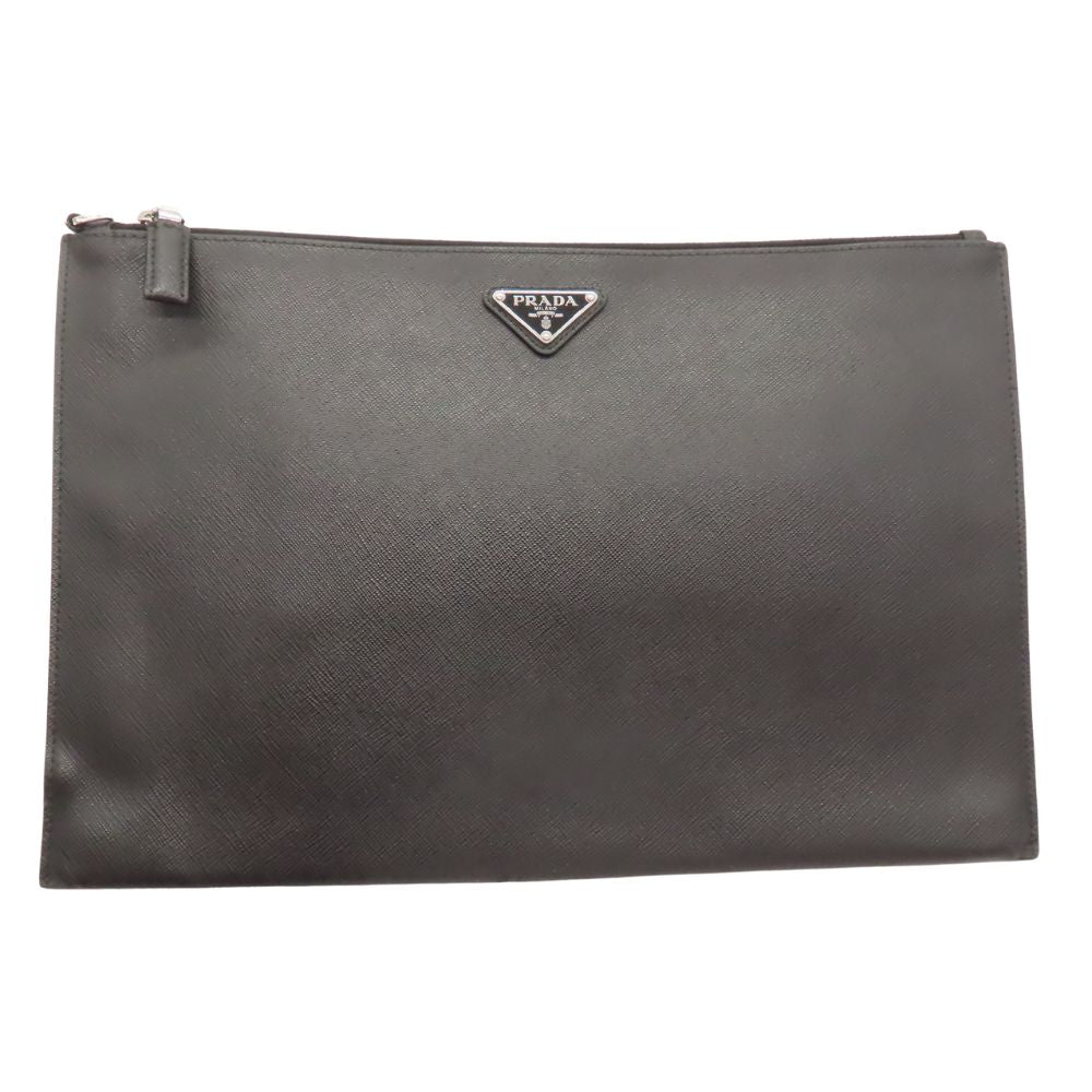 Prada Leather Clutch Bag Black