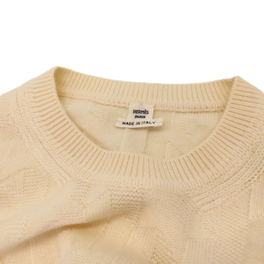 Hermes H Design Sweater Ivory White XL