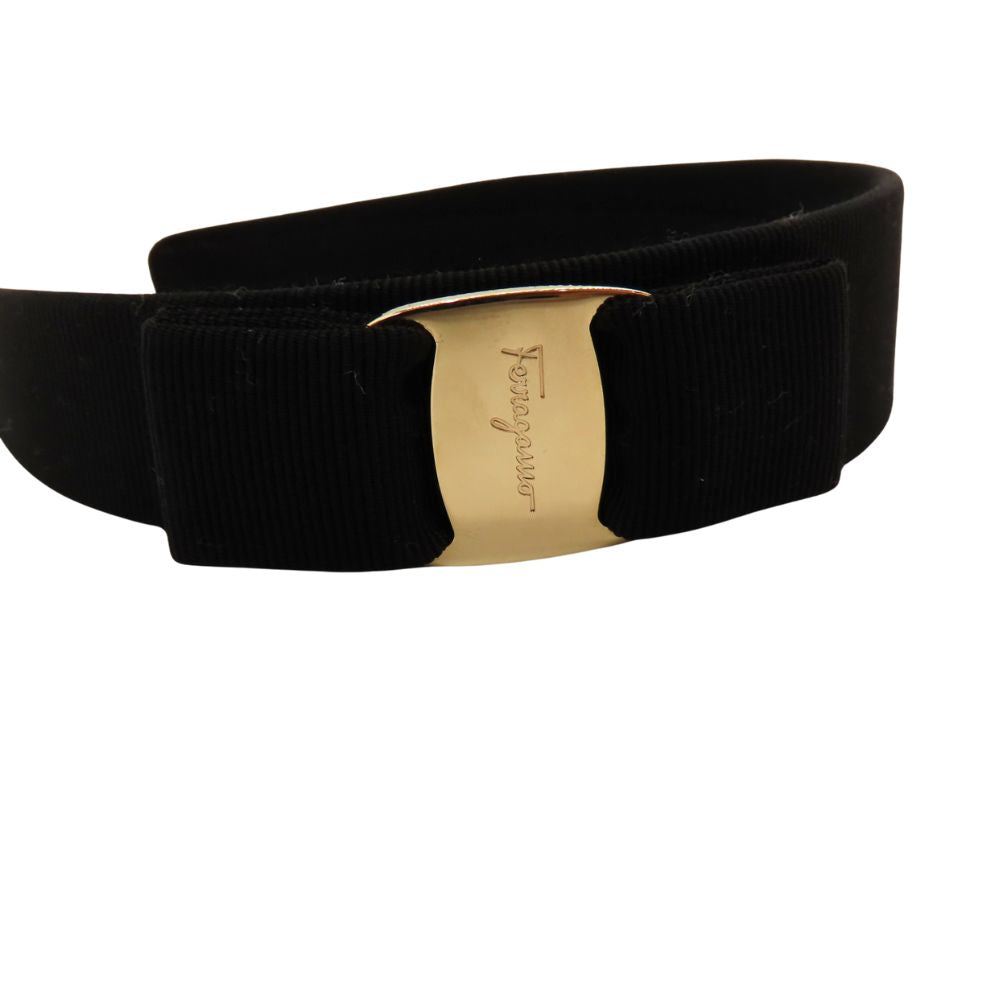 Salvatore Ferragamo Ribbon Headband Black Gold