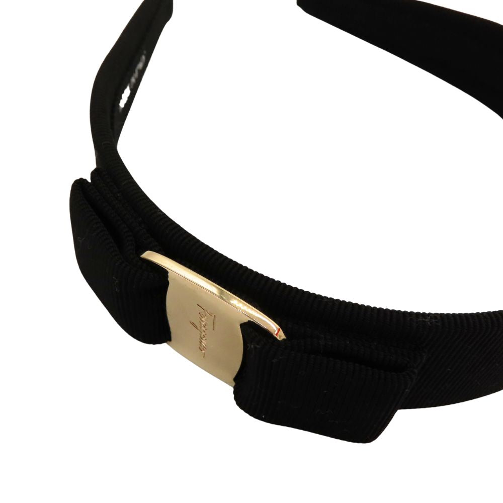 Salvatore Ferragamo Ribbon Headband Black Gold