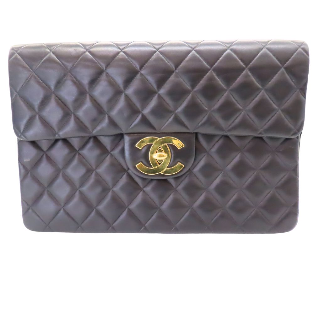 Chanel Lambskin Shoulder Bag Black Gold Hardware