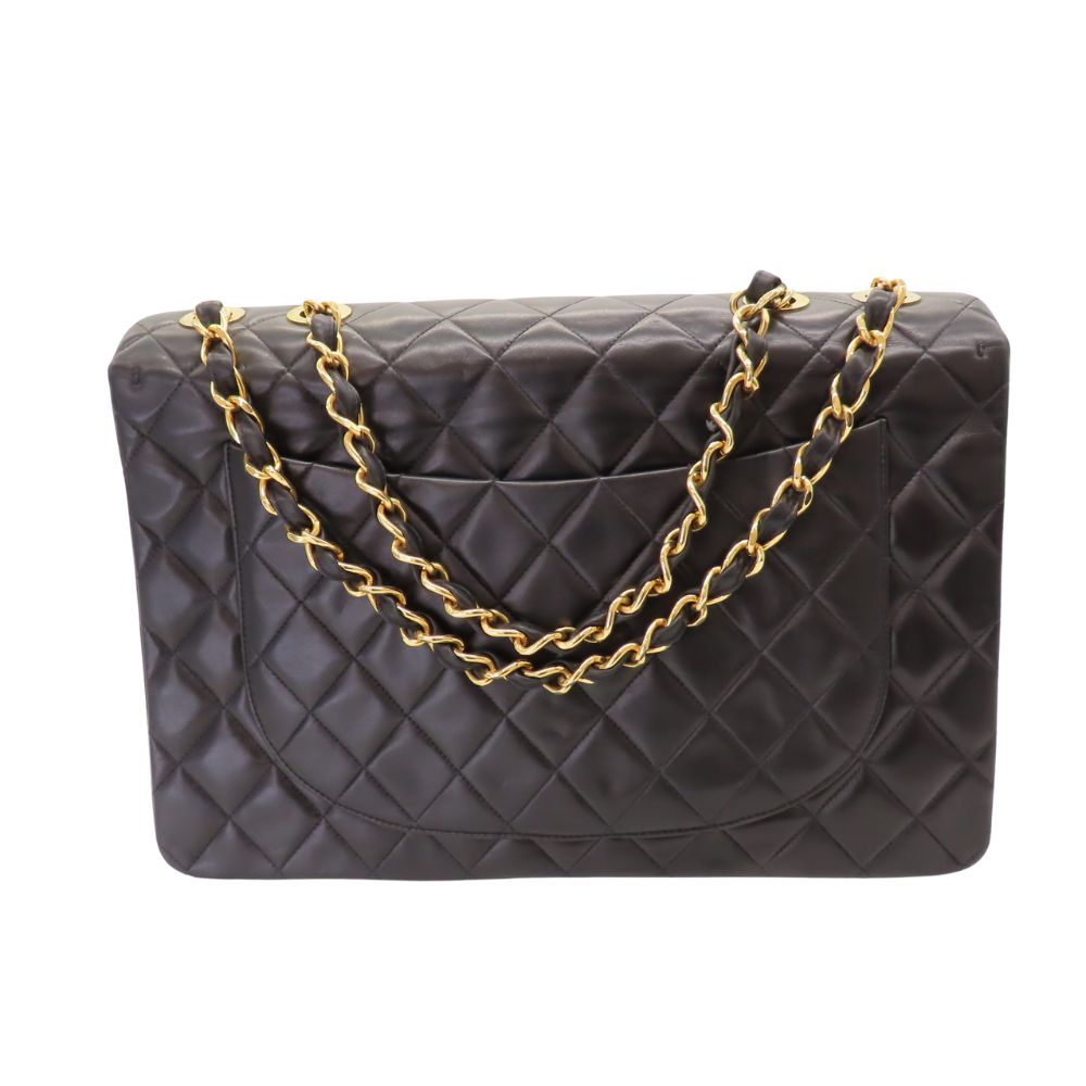 Chanel Lambskin Shoulder Bag Black Gold Hardware