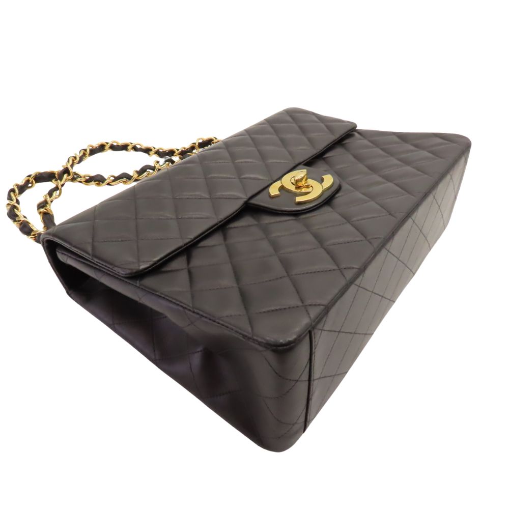 Chanel Lambskin Shoulder Bag Black Gold Hardware