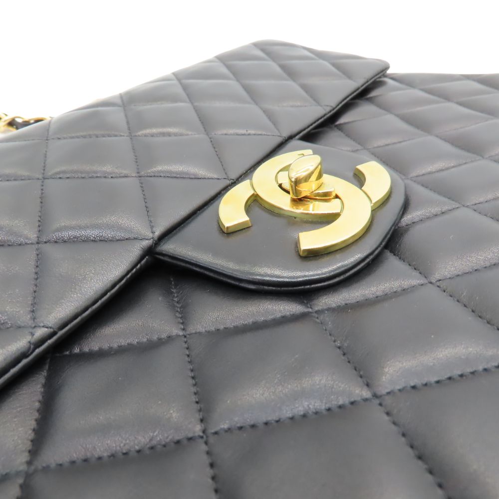 Chanel Lambskin Shoulder Bag Black Gold Hardware