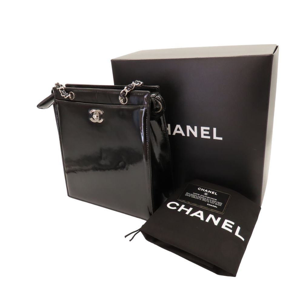 Chanel Patent Leather Shoulder Bag Black