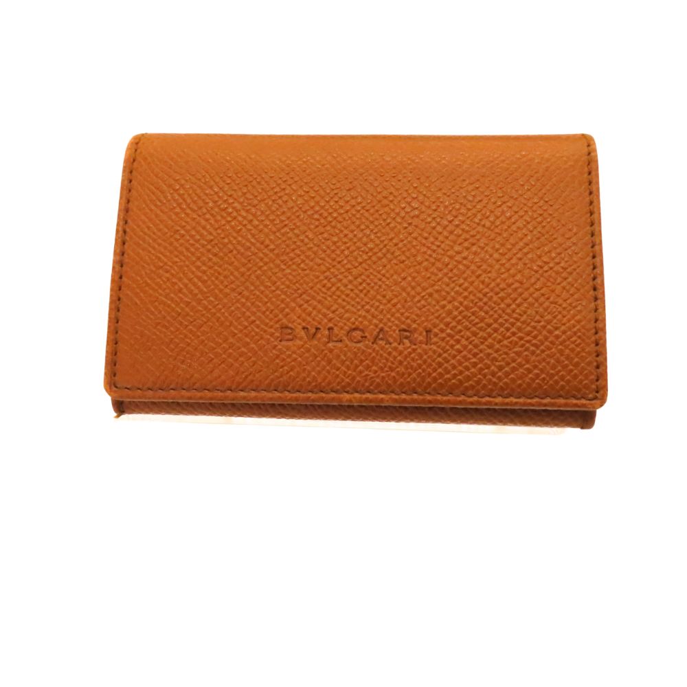 Bvlgari Grain Leather Coin Purse Camel